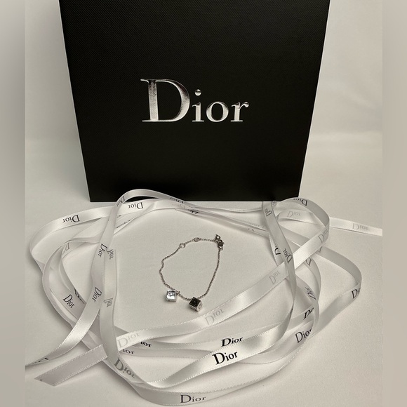 Vintage authentic Christian Dior Oblique Dice Silver Charm Bracelet - Picture 5 of 6